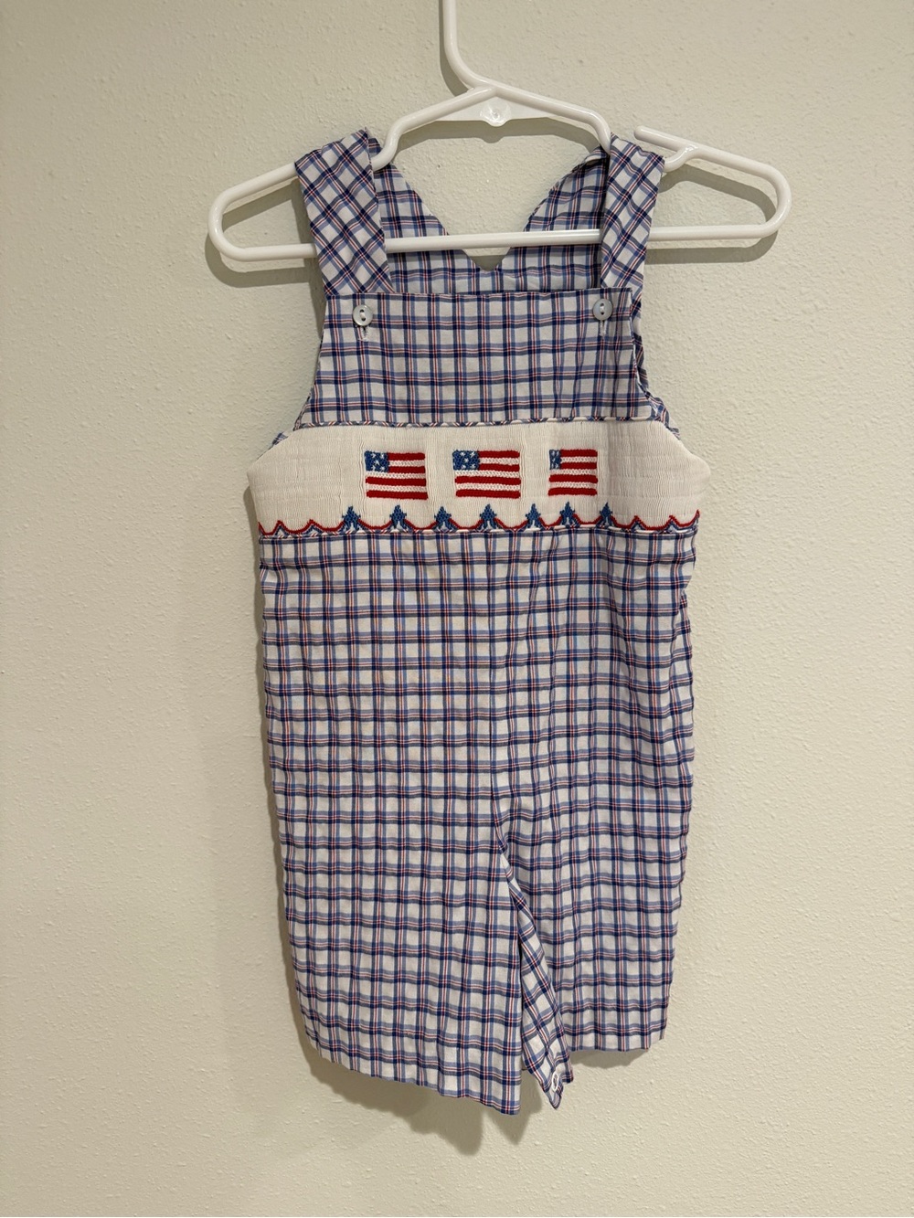 Patriotic Smocked Kids Jon Jon - Red, White & Blue